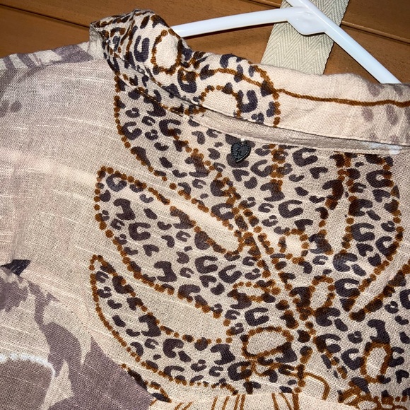 Z & L Cropped Top Safari Animal Print Linen Cotton Women’s size Medium - Picture 6 of 7